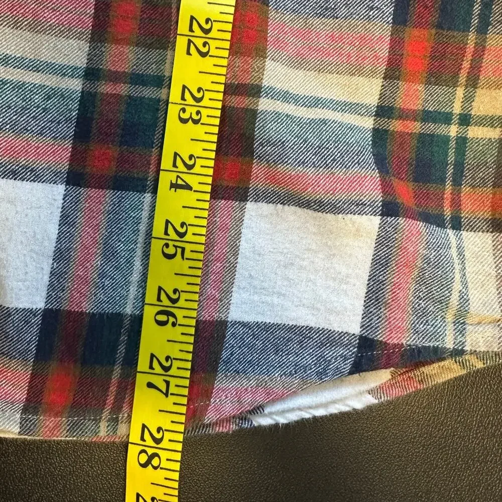 J.Crew Men’s Large Plaid Flannel Shirt Red Blue Cream 100% Cotton Button Down